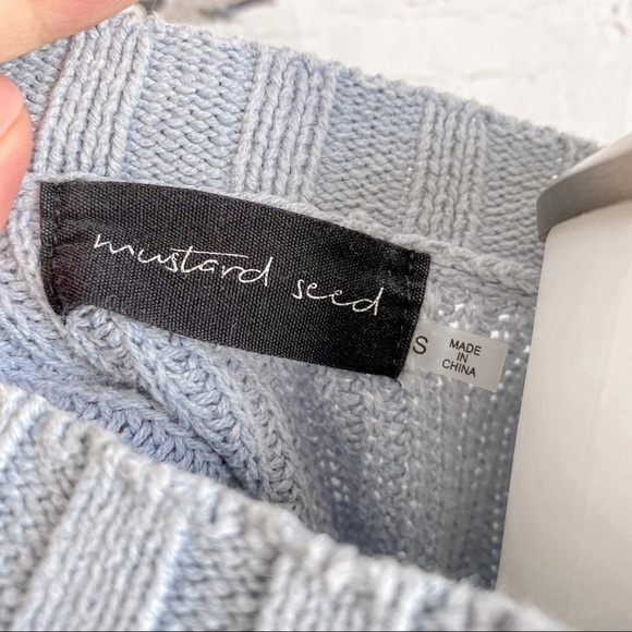 Mustard Seed blue balloon sleeve sweater with mock turtleneck - Picture 5 of 5